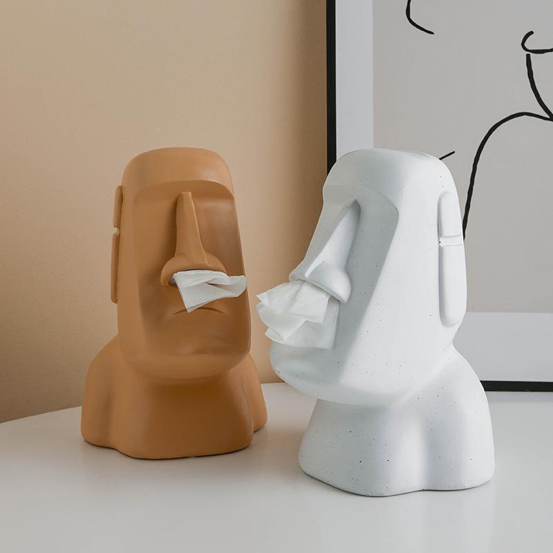 Moai Head Tissue Box